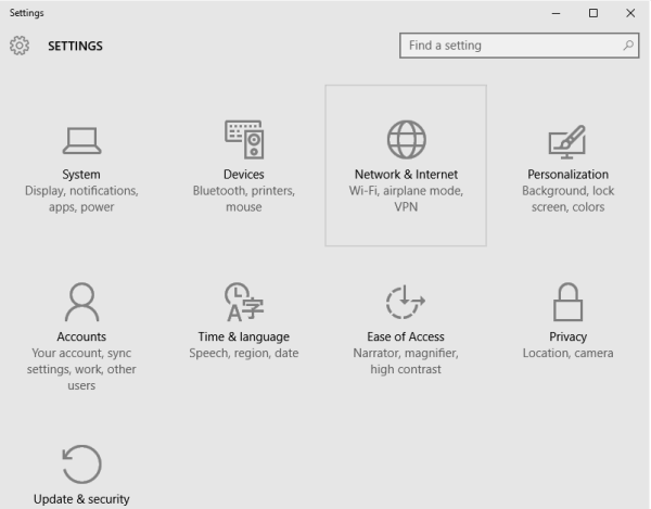 تنظیمات ویندوز 10 برای نصب VPN روی تبلت